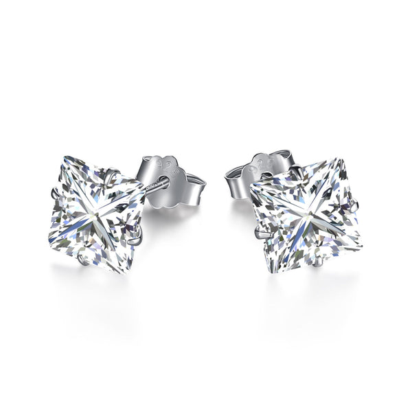 <ORIELL>Stylish Shiny Square Center Stone Stud Earrings