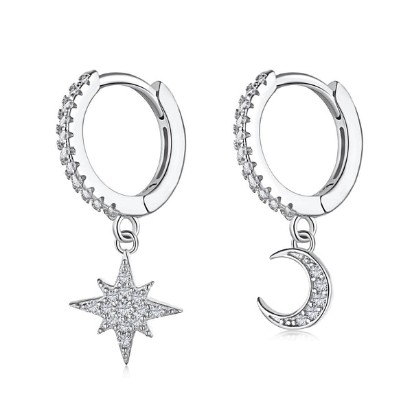 <ORIELL>Star and Moon Asymmetric Earrings