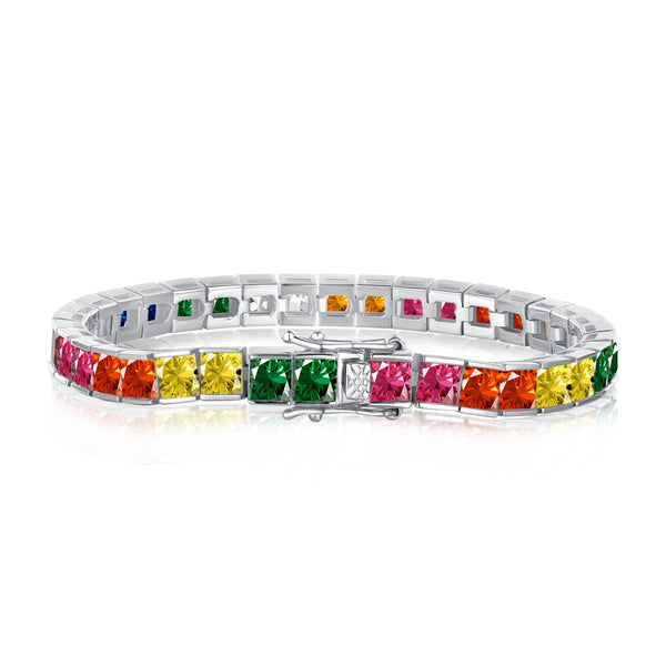 <ORIELL>Radiant Colorful Princess Cut Tennis Bracelet
