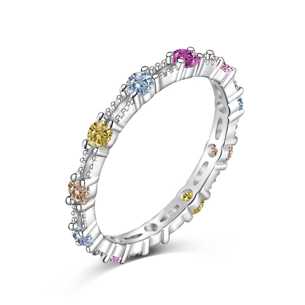 <ORIELL>Sparkling Colorful Round Cut Tennis Ring